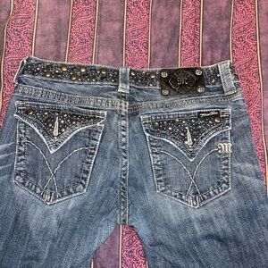 Miss Me Blue Boot Cut Jeans with Embellished Back